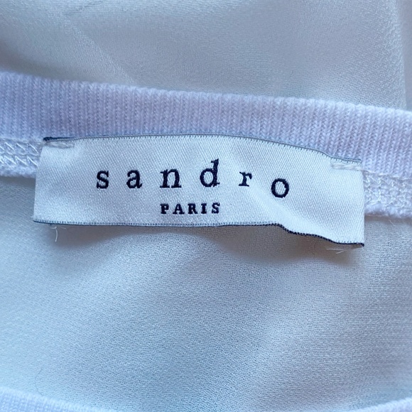 Sandro white multi textured T shirt - Picture 3 of 5